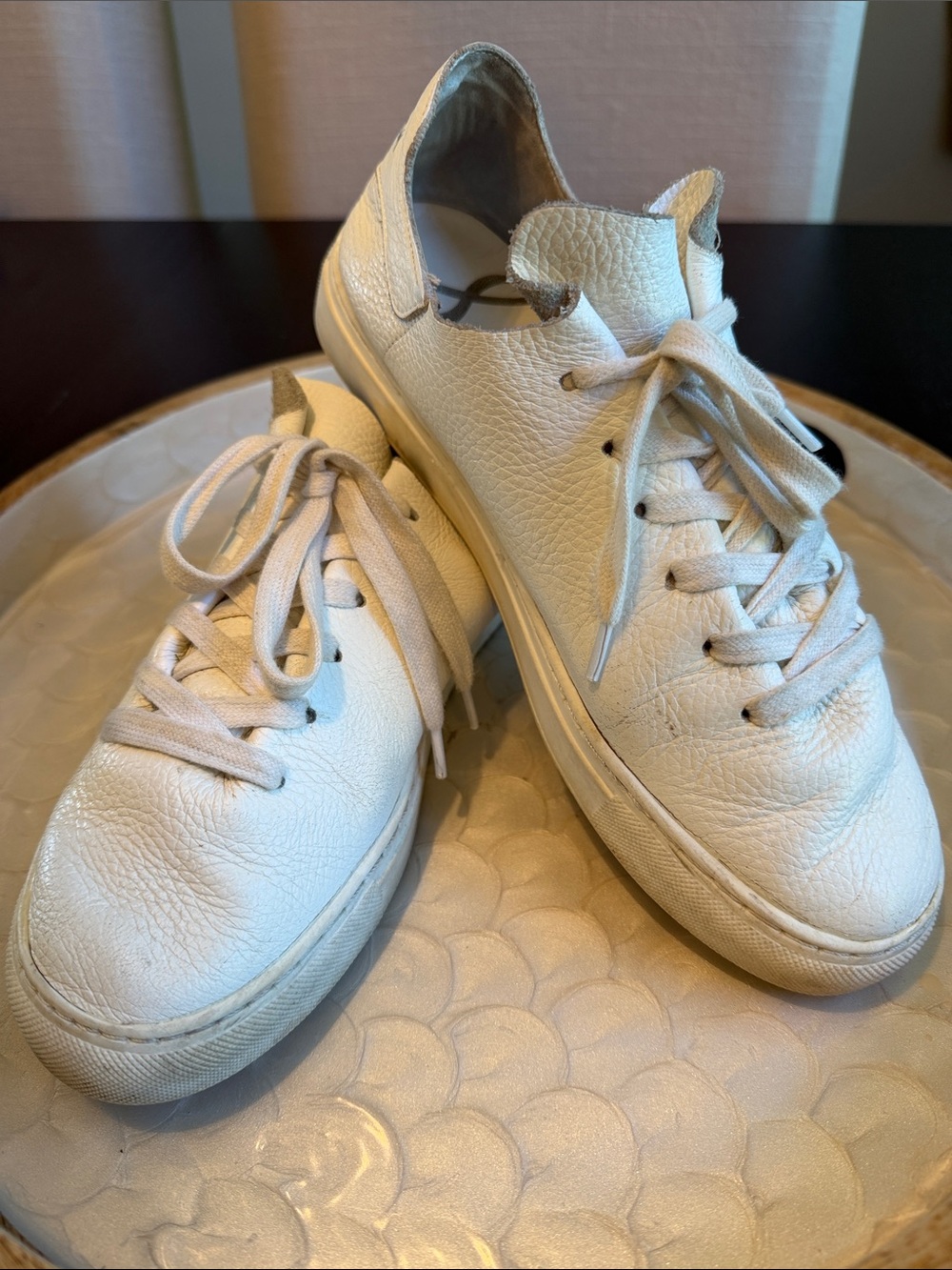Sam Edelman Poppy Lace-Up Sneaker White Leather Sz 8.5